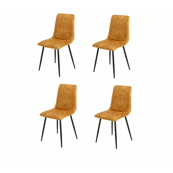 Set 4 Scaune Isella, 45x55x89 cm, Metal/Catifea, Cognac picture - 1