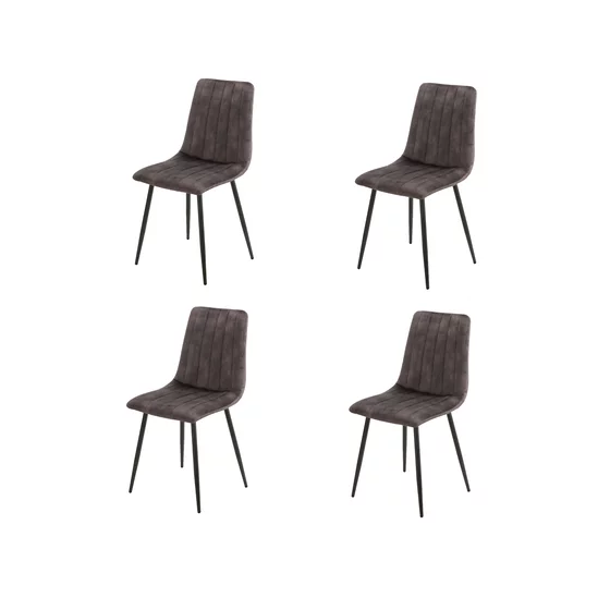 Set 4 Scaune Isella, 45x55x89 cm, Metal/Catifea, Gri Inchis picture - 1