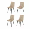 Set 4 Scaune Isella, 45x55x89 cm, Metal/Catifea, Taupe picture - 1