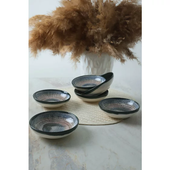 Set Boluri pentru Sos (6 bucati) Ivory-X00017289, Ceramica, Alb/Albastru/Maro picture - 1