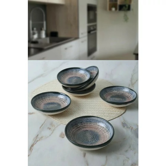 Set Boluri pentru Sos (6 bucati) Ivory-X00017289, Ceramica, Alb/Albastru/Maro picture - 3