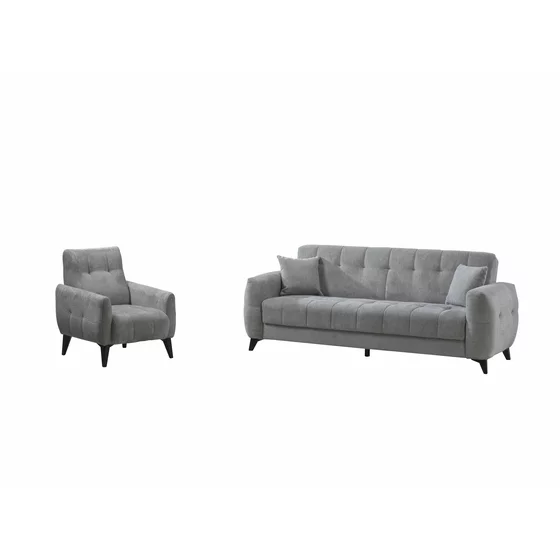 Set Canapea Extensibila Hermes, 233x88x93 cm + Fotoliu Hermes, Stofa, Gri picture - 3