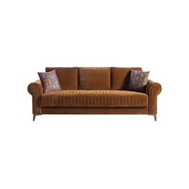 Set Canapea Extensibila Monza + Fotoliu,  232x96x84 cm, Catifea, Maro