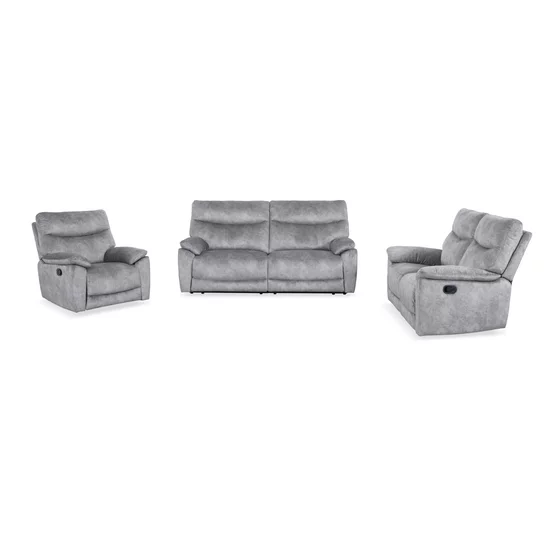 Set Canapele cu Recliner Georgia 51197M, 2.5L+2L+ Fotoliu, Microfibra, Gri picture - 1