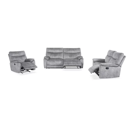 Set Canapele cu Recliner Georgia 51197M, 2.5L+2L+ Fotoliu, Microfibra, Gri picture - 2