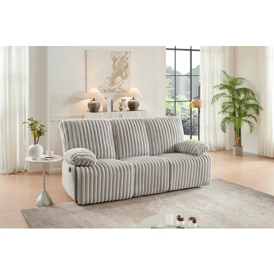 Set Canapele cu Recliner Siete 3RR + 2RR + Fotoliu 1R, Stofa Raiata, Beige picture - 3
