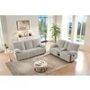 Set Canapele cu Recliner Siete 3RR + 2RR + Sistem Audio si Suport Pahare, Stofa Raiata, Beige picture - 1
