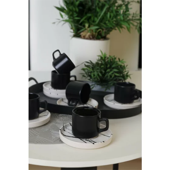 Set Ceai(12 bucati) Ivory-X00017420, Ceramica, Negru/Alb picture - 1