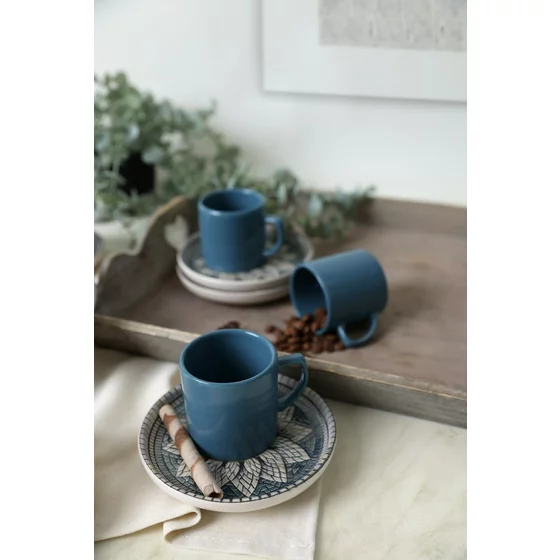 Set Cesti Cafea (12 bucati) Ivory-X00017444, Ceramica, Albastru/Gri picture - 2