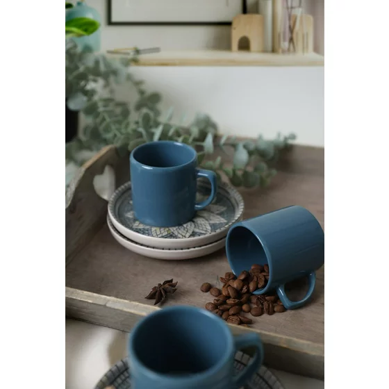 Set Cesti Cafea (12 bucati) Ivory-X00017444, Ceramica, Albastru/Gri picture - 4