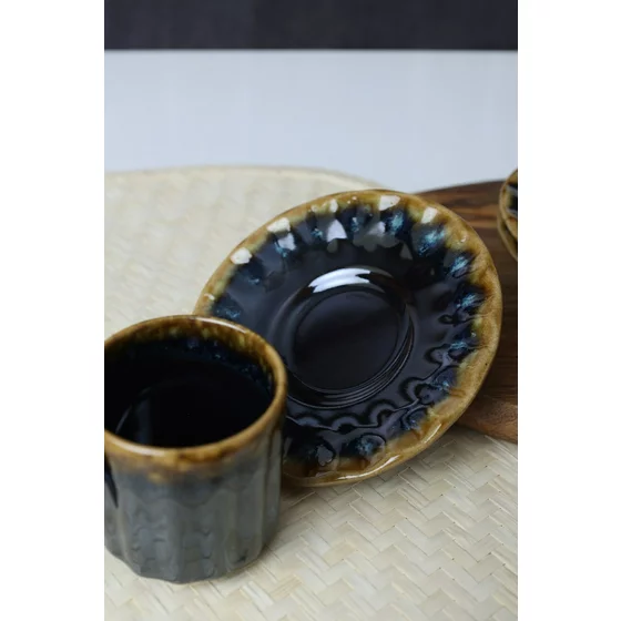 Set Cesti Cafea (12 bucati) Ivory-X00018090, Ceramica, Negru/Auriu picture - 4
