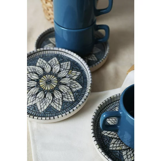 Set Cesti Pentru Servire Ceai(12 bucati) Ivory-X00017443, Ceramica, Albastru/Gri picture - 6