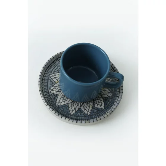 Set Cesti Pentru Servire Ceai(12 bucati) Ivory-X00017443, Ceramica, Albastru/Gri picture - 8