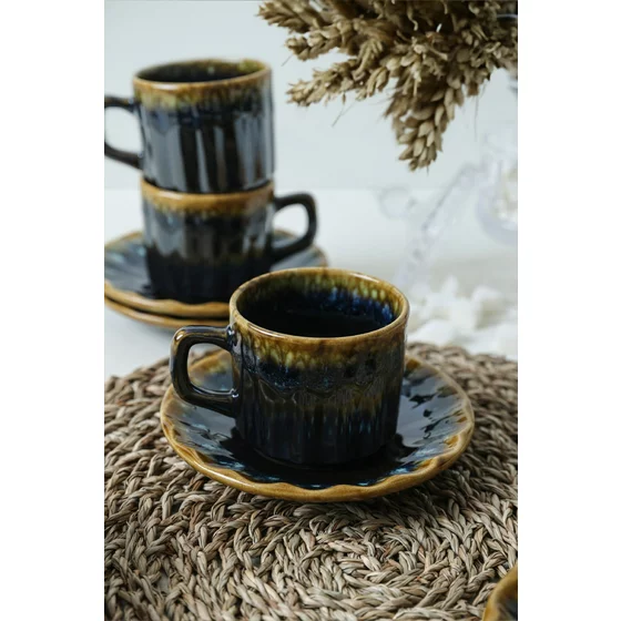Set Cesti Pentru Servire Ceai(12 bucati) Ivory-X00018093, Ceramica, Albastru/Auriu picture - 2