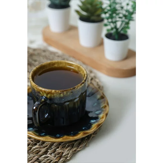 Set Cesti Pentru Servire Ceai(12 bucati) Ivory-X00018093, Ceramica, Albastru/Auriu picture - 3