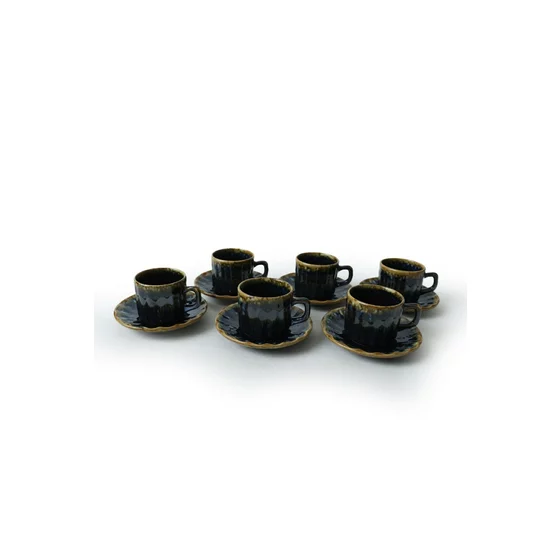 Set Cesti Pentru Servire Ceai(12 bucati) Ivory-X00018093, Ceramica, Albastru/Auriu picture - 5