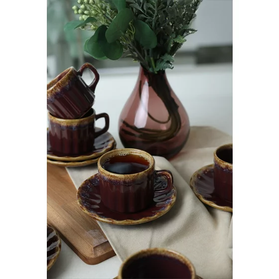 Set Cesti Pentru Servire Ceai(12 bucati) Ivory-X00018094, Ceramica, Maro picture - 2