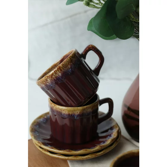 Set Cesti Pentru Servire Ceai(12 bucati) Ivory-X00018094, Ceramica, Maro picture - 4