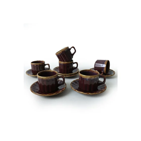 Set Cesti Pentru Servire Ceai(12 bucati) Ivory-X00018094, Ceramica, Maro picture - 5