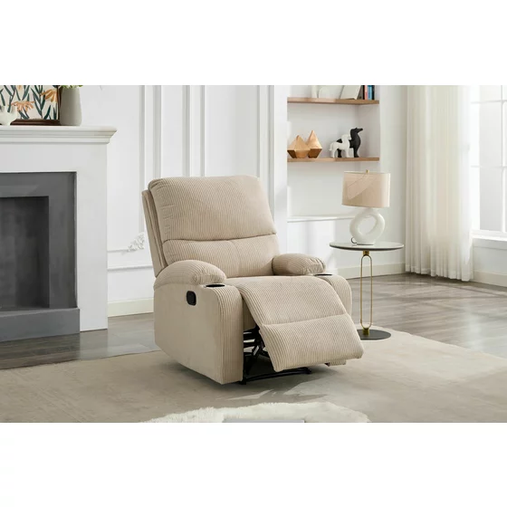 Set Coltar cu Recliner Martina, 274x274x104 cm, + Fotoliu Johan,  Stofa, Beige picture - 6