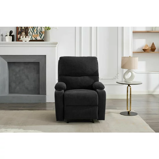 Set Coltar cu Recliner Martina, 274x274x104 cm, + Fotoliu Johan,  Stofa, Gri Inchis picture - 3