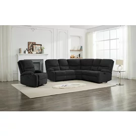 Set Coltar cu Recliner Martina, 274x274x104 cm, + Fotoliu Johan,  Stofa, Gri Inchis
