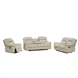 Set cu Recliner Carole,  Canapea 3L - 224x101x101  cm, Canapea 2L - 196x101x101  cm, Fotoliu - 106x101x101 cm, Stofa, Beige
