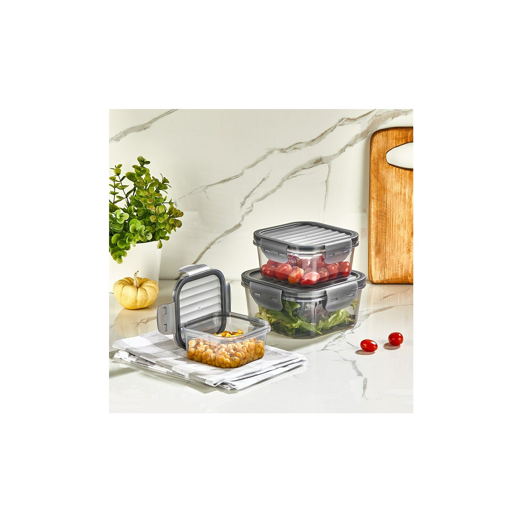 Set Cutii Depozitare (3 Bucati) L-00860 - Transparent