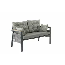 Set de Gradina Lilyum, Canapea cu 2 Fotolii si Masa,  120x60x78 cm, Gri/Multicolor