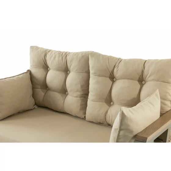 Set de Gradina Nergis, Canapea +2 Fotolii + Masa,  132x48x64 cm, Kaki/Beige picture - 6