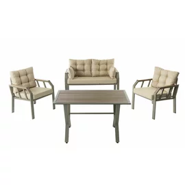 Set de Gradina Nergis, Canapea +2 Fotolii + Masa,  132x48x64 cm, Kaki/Beige