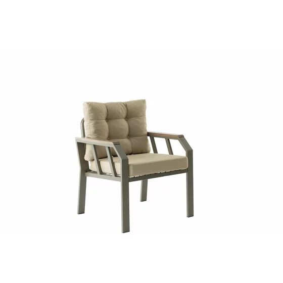 Set de Gradina Nergis, Canapea +2 Fotolii + Masa,  132x48x64 cm, Kaki/Beige picture - 9