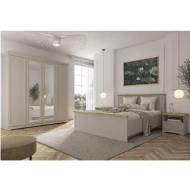 Set Dormitor Flandra 4 Piese, Pal Melaminat/MDF, Casmir/Stejar Mauvella