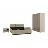 Set Dormitor Cross, Dulap 4 Usi si 2 Sertare 180x60x210 h cm, Pat 160x200 cm, 2 noptiere - 55x40x40 cm, Pal Laminat, Beige Congo/Negru picture - 3