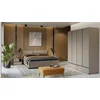 Set Dormitor Cross, Dulap 4 Usi si 2 Sertare 180x60x210 h cm, Pat 160x200 cm, 2 noptiere - 55x40x40 cm, Pal Laminat, Beige Congo/Negru picture - 1