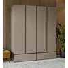 Set Dormitor Cross, Dulap 4 Usi si 2 Sertare 180x60x210 h cm, Pat 160x200 cm, 2 noptiere - 55x40x40 cm, Pal Laminat, Beige Congo/Negru picture - 2