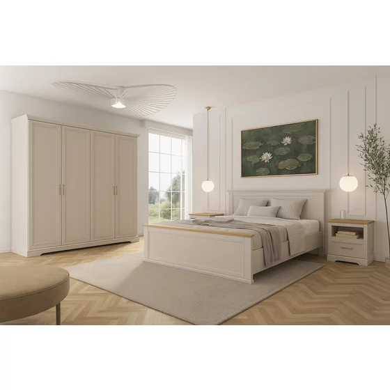 Set Dormitor Flandra B, 4 Piese, Pal Melaminat/MDF, Casmir/Stejar Mauvella picture - 1