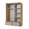 Set Dormitor Impressio A, Dulap 2 Usi Glisante si 2 Sertare 159x63x219 cm, Pat Cu Sertare 160x200 cm, Comoda - 100x41x91 cm, 2 noptiere - 46x41x45 cm, Pal Laminat, Stejar Mauvella/Congo picture - 4