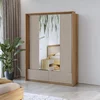 Set Dormitor Impressio A, Dulap 2 Usi Glisante si 2 Sertare 159x63x219 cm, Pat Cu Sertare 160x200 cm, Comoda - 100x41x91 cm, 2 noptiere - 46x41x45 cm, Pal Laminat, Stejar Mauvella/Congo picture - 2
