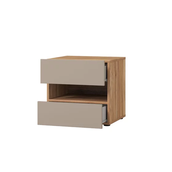 Set Dormitor Impressio B, Dulap 2 Usi Glisante si 2 Sertare 209x63x219 cm, Pat Cu Sertare 160x200 cm, 2 noptiere - 46x41x45 cm, Pal Laminat, Stejar Mauvella/Congo picture - 5