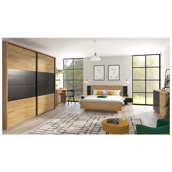 Set Dormitor Maio, 240.5x62.5x225.5 cm - Stejar Waterforda/Stejar Negru picture - 1