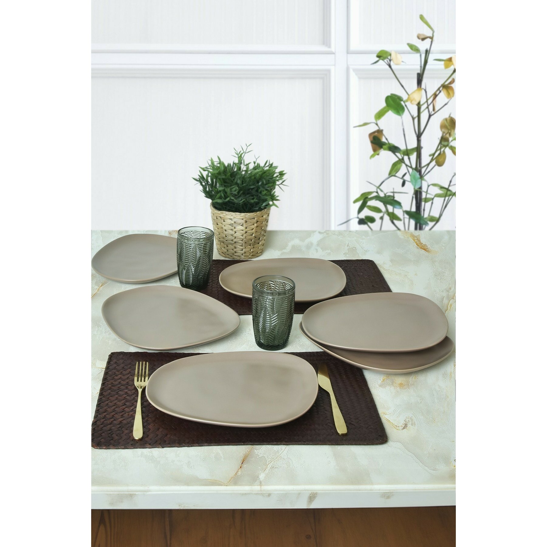 Set Farfurii (6 bucati) Ivory-275KRM2211, Ceramica, Taupe