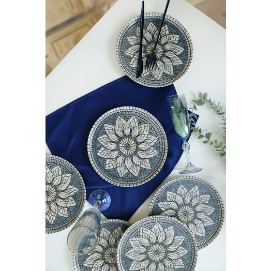 Set Farfurii Pentru Desert (6 bucati) Ivory-X00017442, Ceramica, Albastru|Gri|Galben picture - 3