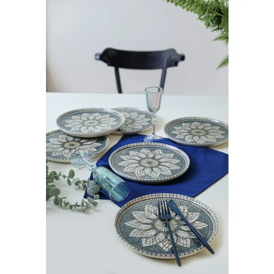 Set Farfurii Pentru Desert (6 bucati) Ivory-X00017442, Ceramica, Albastru|Gri|Galben picture - 4
