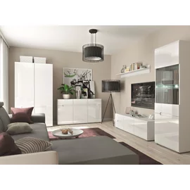 Set Living Azteca 5 Piese, MDF, Alb Lucios