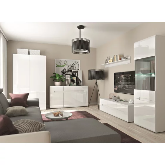 Set Living Azteca 5 Piese, MDF, Alb Lucios picture - 1