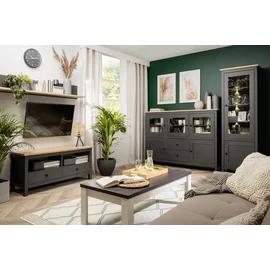 Set Living Hesen, 4 Piese, Grafit/Stejar Artisan