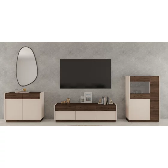 Set Living Kobe, 3 Piese, Pal Melminat, Nuc/Beige picture - 1