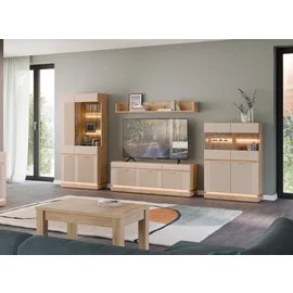 Set Living Milton,  4 Piese, 347x40.5x193.5 h cm, Pal Melaminat/MDF, Stejar Cremona/Casmir