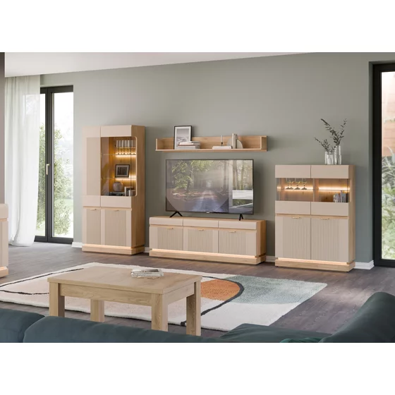 Set Living Milton,  4 Piese, 347x40.5x193.5 h cm, Pal Melaminat/MDF, Stejar Cremona/Casmir picture - 1